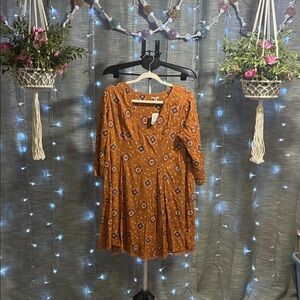 Ecote Terracotta and Purple Patterned Boho Tunic